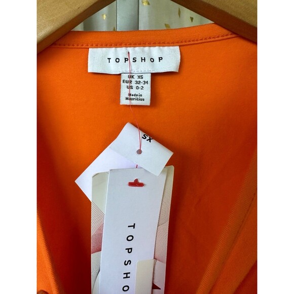 TOPSHOP NWT Women's Solid Bright Orange Snap Closure Stretch Bodysuit XS - Picture 4 of 5